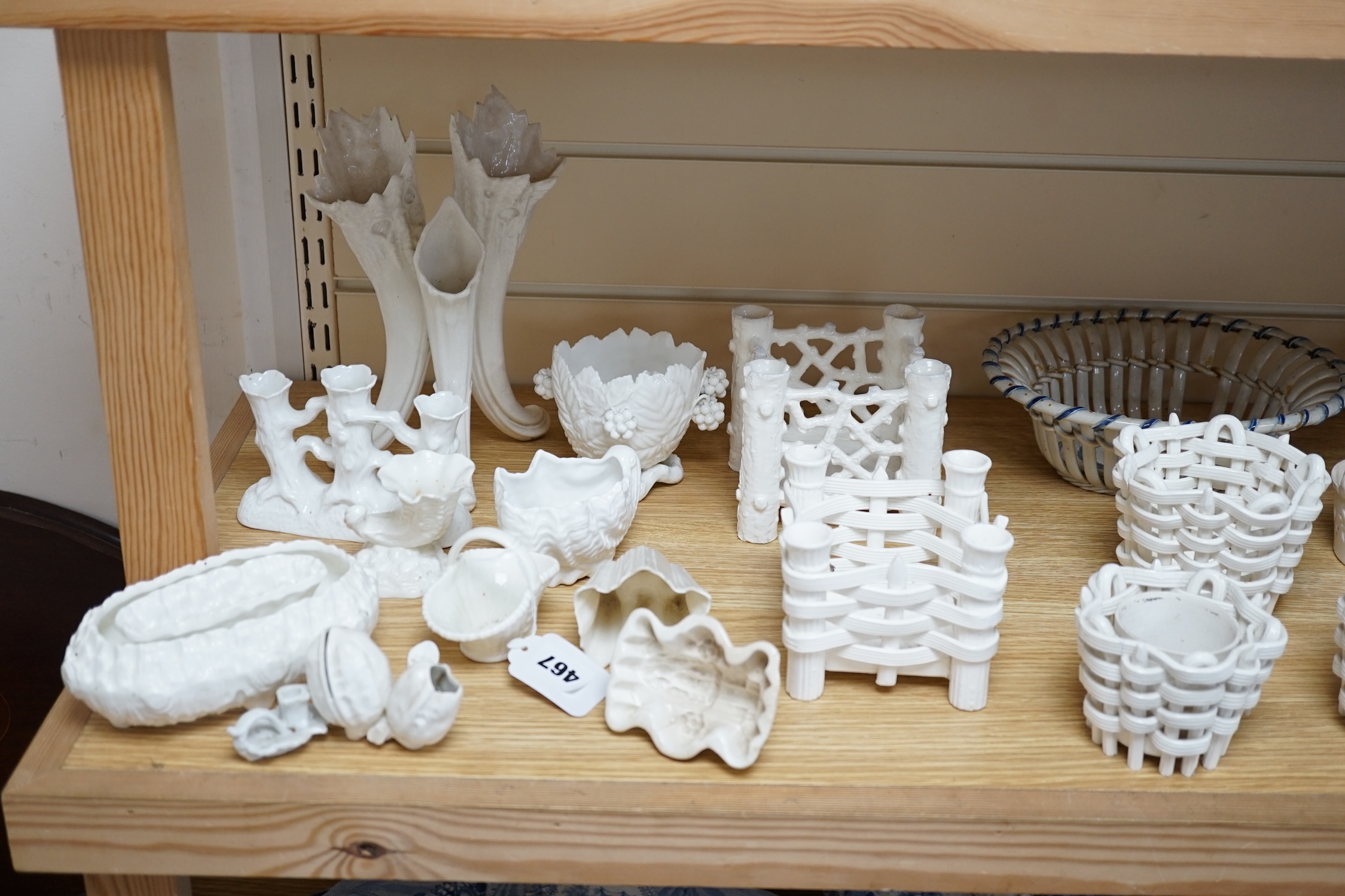 A collection of Victorian white glazed earthenware. Condition - varies, poor to fair